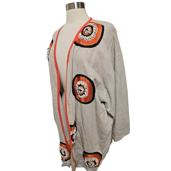 Womens Vintage Tunic Cardigan Topper Plus Size 22 Ethnic Theme Shells - Picture 8 of 8